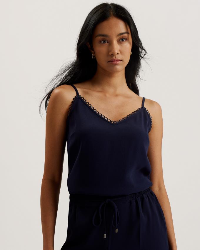 Hauts Ted Baker Strappy Cami With Looped Trims Bleu Foncé Femme | UMY-50869179